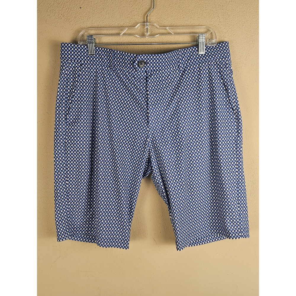 Greyson Mens Blue Wolf Print Golf Shorts 34